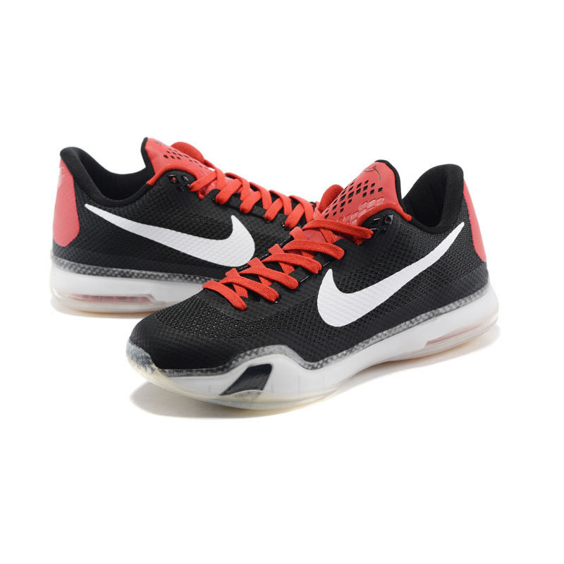 耐克nike科比10代篮球鞋男鞋kobe透气气垫战靴zk10代运动鞋(黑红白)