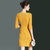 VEGININA 时尚v领短款一步裙纯色修身中腰连衣裙 9970(黄色 XL)第3张高清大图