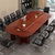 办公室会议桌长桌椭圆形实木贴皮大型时尚移动油漆会议台客桌椅子(默认 实木)第3张高清大图