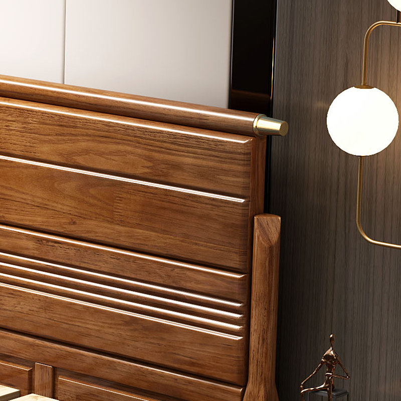 恒兴达黄金梨木床全实木双人床18米卧室储物15米现代中式婚床182米箱