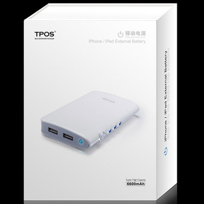 TPOS U601移动电源充电宝（白色）（6600mAh）