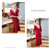 MISS LISA韩版时尚气质高腰V领中长款连衣裙修身大码裙子YWZ8117(红色 M)第4张高清大图
