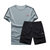 运动套装男式夏季休闲跑步健身短袖短裤 吸湿速干t恤五分裤运动服 LTZ01(黑蓝色 4XL)第5张高清大图