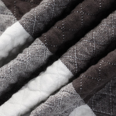 三利 棉布复古彩格毛巾被 菱格缝线空调毯子 居家办公午休盖毯(蔷薇色)
