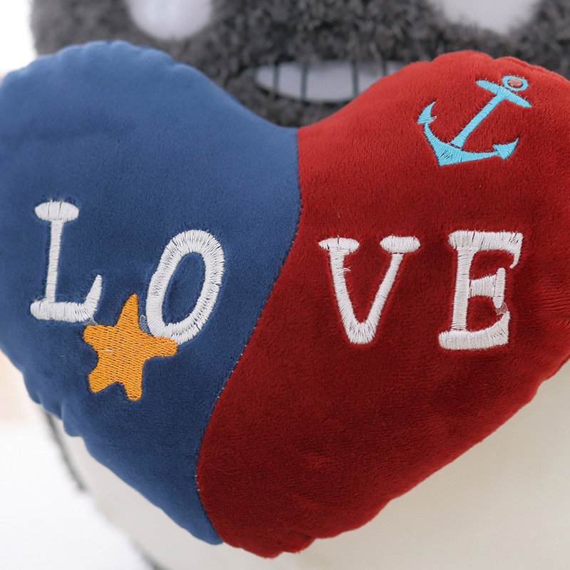 安吉宝贝love龙猫公仔 抱心爱情龙猫毛绒玩具布娃娃玩偶 (灰色抱心