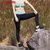 鸭鸭新款健身运动弹力紧身瑜伽吸湿松紧跑步九分裤JSK97411(绿色 165)第2张高清大图