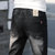 卡郎琪 2020年新款春季潮牌男士破洞九分黑色牛仔裤修身小脚弹力裤子男 MDPL-K-61819(黑色 34)第5张高清大图