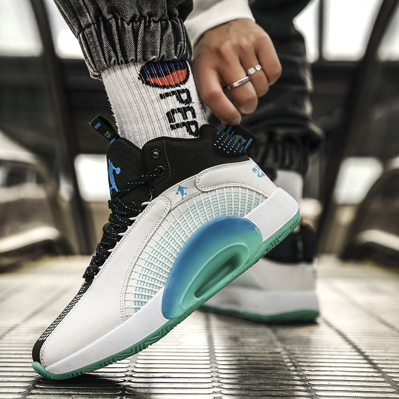 迈凯恩品牌新款aj35篮球鞋紫禁之巅郭艾伦款灰蓝红男女双气垫实战靴