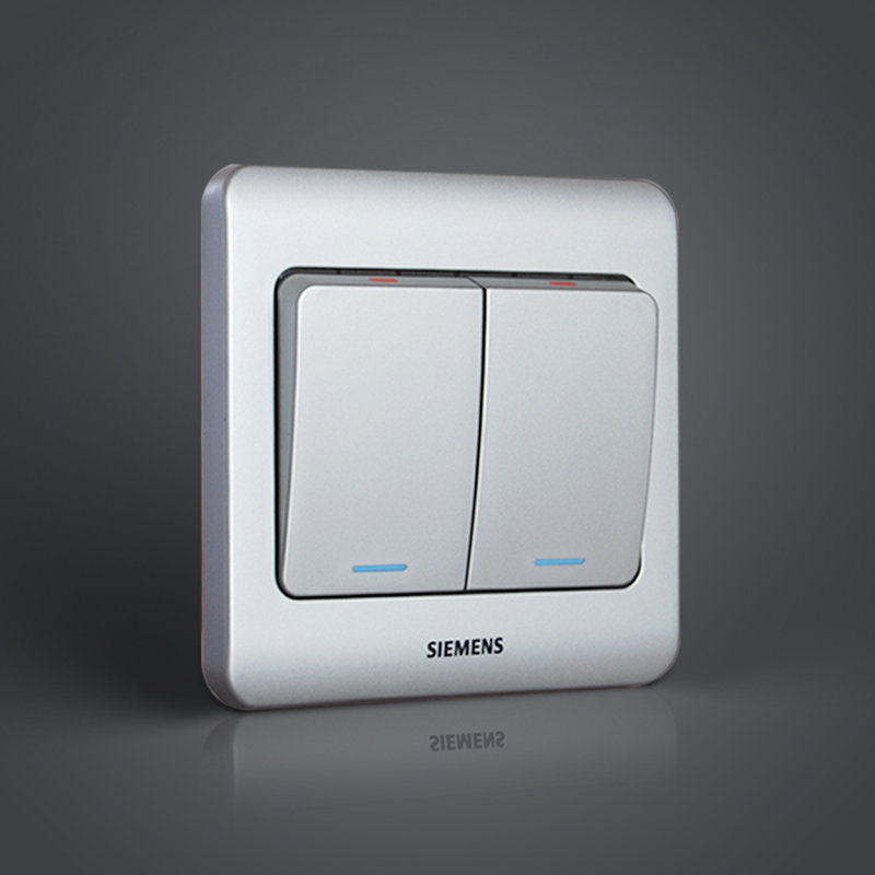 西门子开关插座远景系列彩银二开单控开关荧光