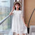 CaldiceKris（中国CK）白色蕾丝领口珍珠连衣裙CK-FS3626(白色 160)第4张高清大图