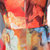 VEGININA 印花假两件拼接时尚雪纺连衣裙 9639(桔红色 XL)第5张高清大图