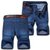 男式牛仔裤短款牛仔短裤休闲直筒牛仔裤男大码(803-蓝色)第4张高清大图