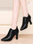 高跟鞋女士细跟软皮黑色皮鞋2022年春季新款女鞋气质尖头深口单鞋(37 米色/9861(跟高7.4cm))第9张高清大图