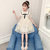 女童夏季连衣裙2021新款中大童夏装韩版裙子儿童时尚蕾丝公主裙(110 米色)第5张高清大图
