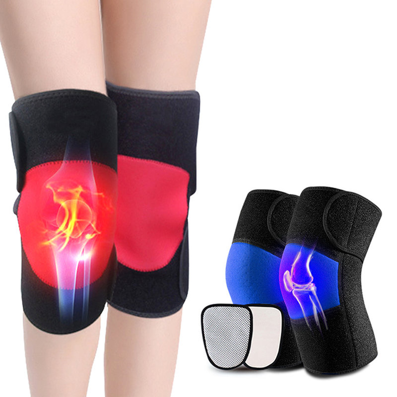 运动老寒腿自发热护膝男女保暖关节护膝盖套老寒腿四季通用一对装蓝色