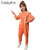 CaldiceKris（中国CK）女童大翻领格子斜纹背带裤套装CK-TF3501(110-160 橘色)第5张高清大图