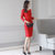 盘若ZMQH9907 新款女士中长款修身显瘦连衣裙(红色 XXL)第5张高清大图