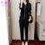运动套装女春秋2017新款韩版休闲时尚运动宽松长袖两件套(黑色 XXL)第2张高清大图