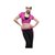 路伊梵时尚运动21303户外运动休闲健身女款健身服套装（玫红+黑）（L）第2张高清大图