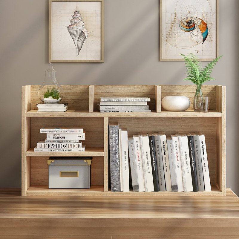 豫见美农 实木电脑桌上小书架桌面书柜学生简易置物架小型办公儿童