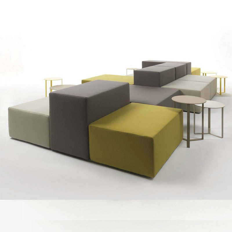 简约现代培训机构办公室会客接待休闲休息区创意方块沙发茶几组合组合