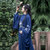 婷瑶曲原创汉服圆领袍男女明制刺绣中国风夏季日常套装(蓝色)第2张高清大图