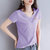 莫代尔短袖t恤女士2021年新款夏季短款女装v领上衣纯棉薄款t桖衫(浅紫色 S)第3张高清大图