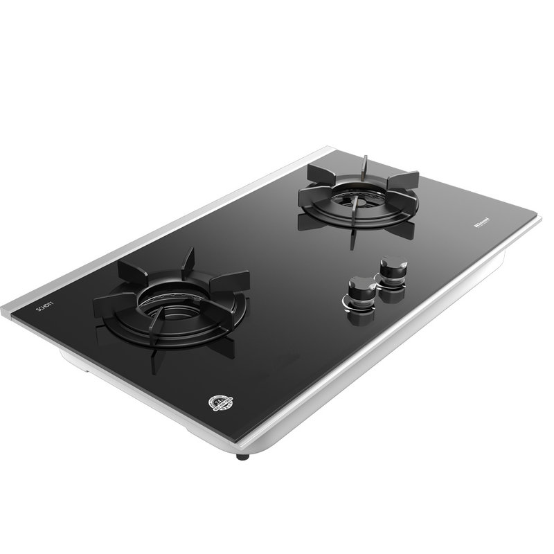 林内rinnairb2ngschott钢化玻璃铝合金嵌入式燃气灶聚能火