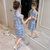 女童旗袍连衣裙2021新款夏装洋气中大儿童格子小女孩汉服公主裙子(蓝色 140)第4张高清大图