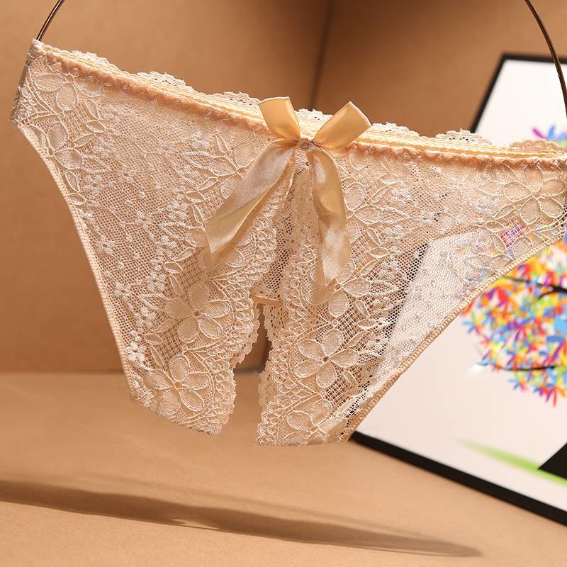 suntek蕾丝开裆内裤女士免脱诱惑透视性感情趣女大码三角裤开叉t裤