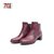 【专柜同款】马内尔皮里侧拉链短筒靴百搭潮流时尚粗跟女靴G99175(酒红色 35)第4张高清大图