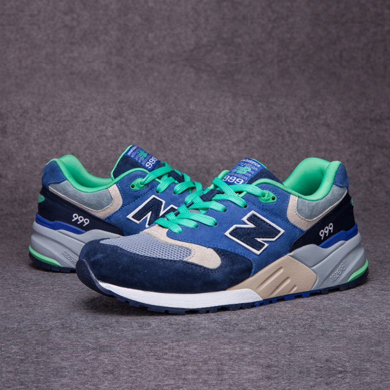 新百伦nbml999男鞋女鞋运动鞋情侣跑步鞋樱花系列深蓝米白43