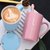 创意个性陶瓷马克杯带盖勺喝水杯子男生家用大容量茶杯情侣咖啡杯(粉色款-Y)第2张高清大图