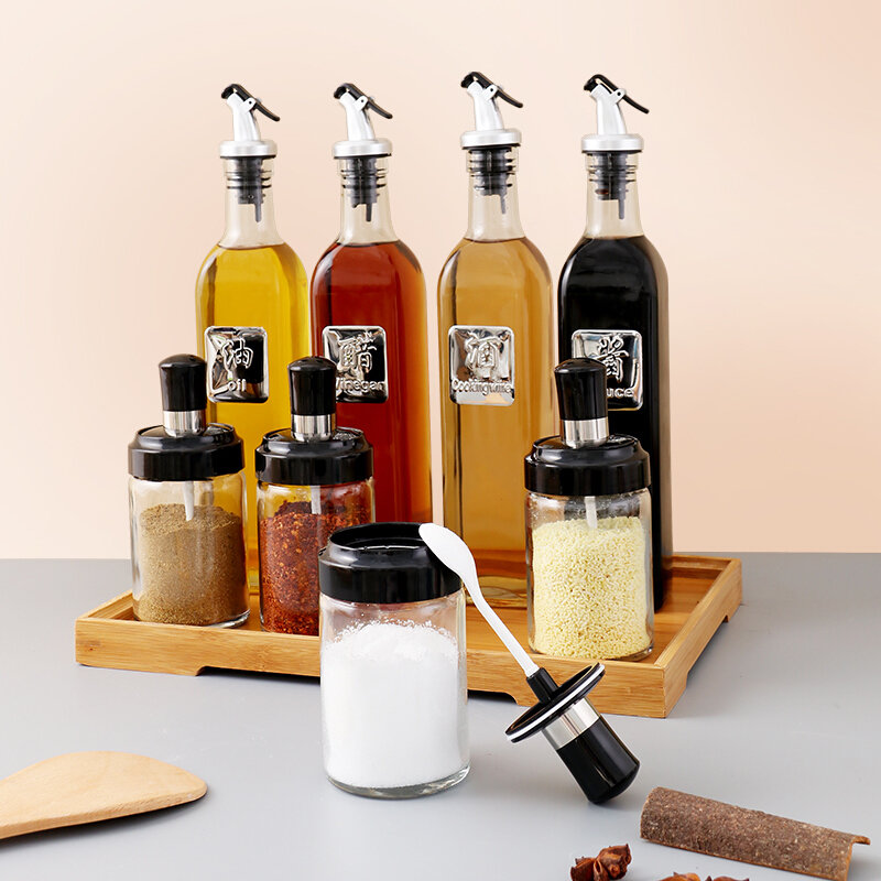 玻璃油壶调料瓶8件套装调料盒调味罐调味瓶调料罐油瓶调料器皿组合装