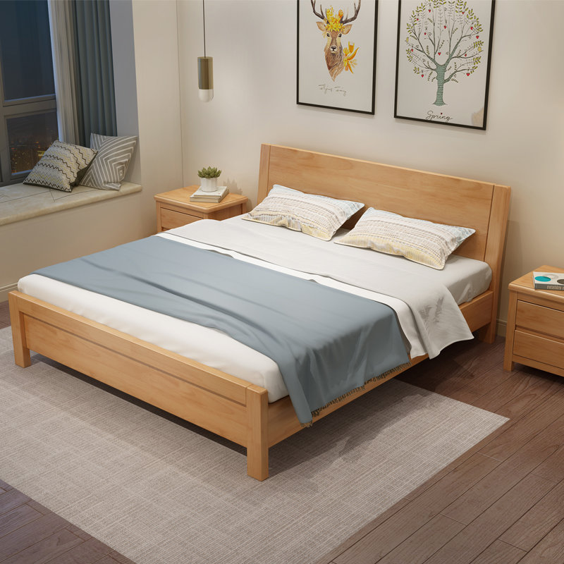 华南家具简约现代全实木床卧室18米双人婚床北欧简约15米单人床铺床架